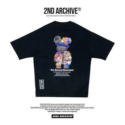 韓國直送🇰🇷 2ND ARCHIVE Bear flower T-shirt - 4 Color - HLY &amp; CHOCCICO