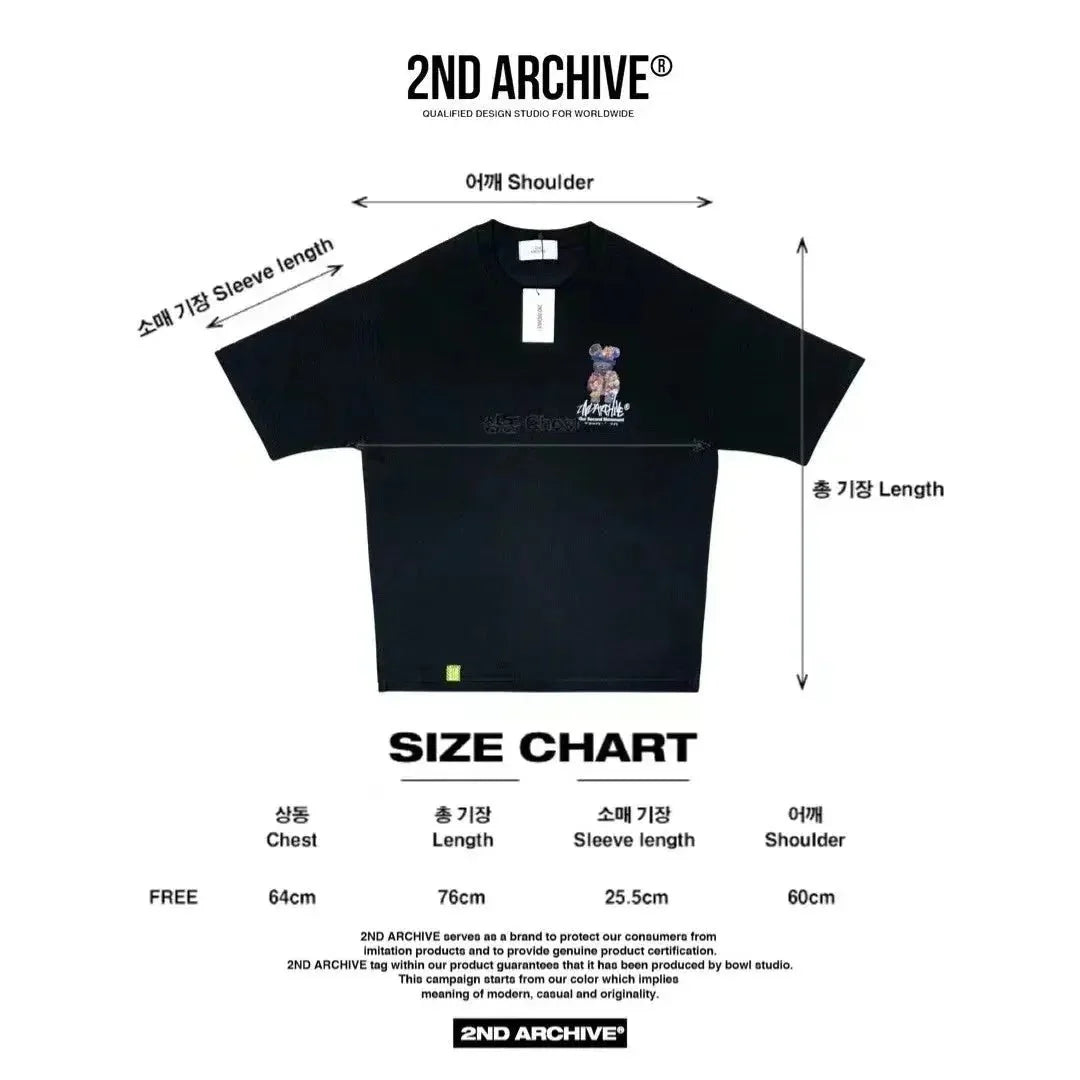 韓國直送🇰🇷 2ND ARCHIVE Bear flower T-shirt - 4 Color - HLY &amp; CHOCCICO