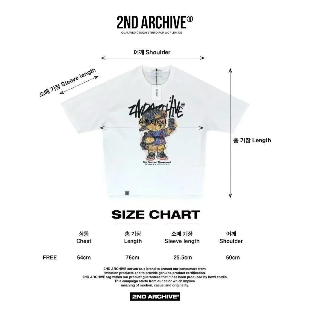 韓國直送🇰🇷 2ND ARCHIVE Bear Street Style T-shirt - HLY &amp; CHOCCICO