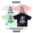 2ND ARCHIVE graphic T-shirts in white, pink, green, and black featuring cartoon dog on skateboard.