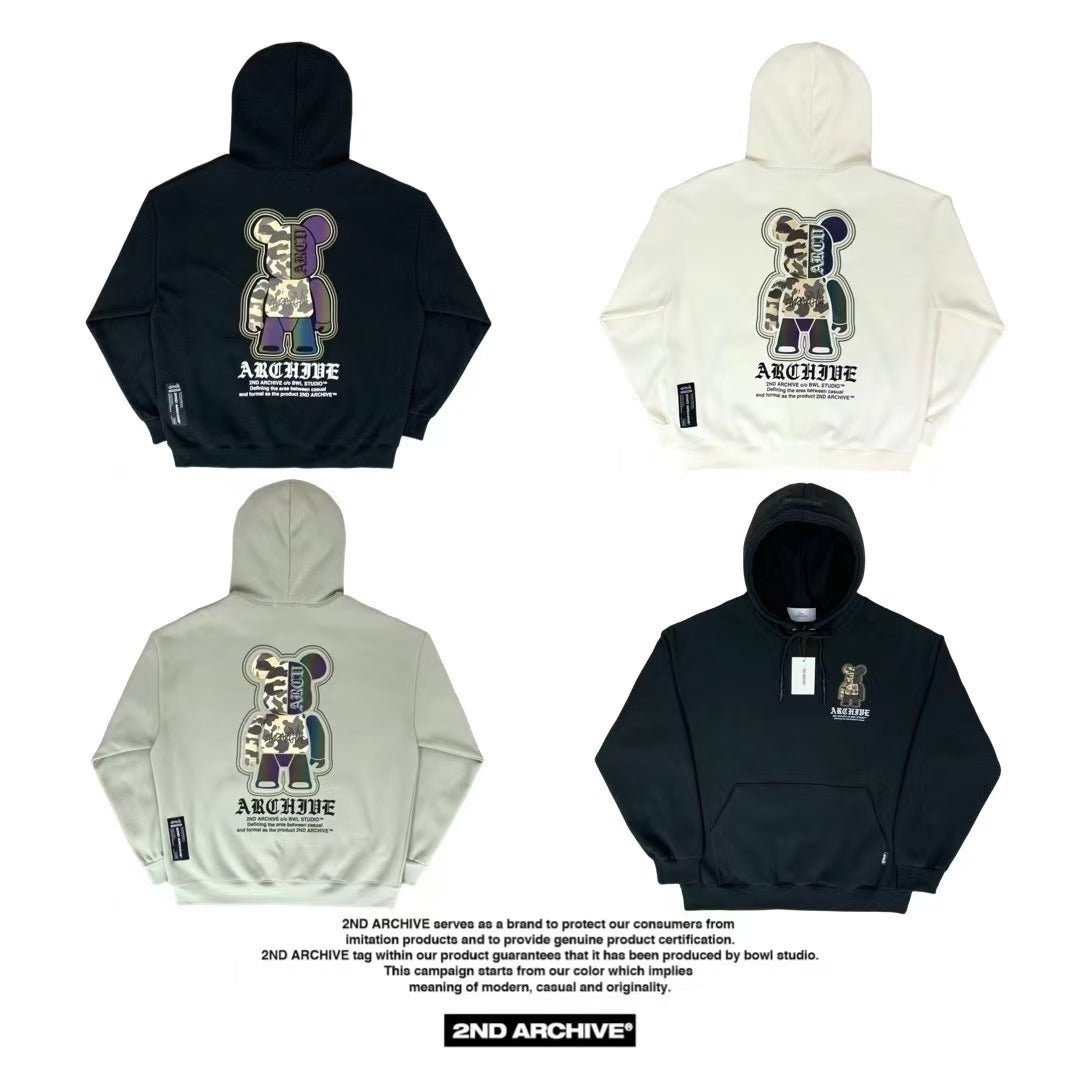 韓國直送🇰🇷 2ND ARCHIVE Camo Bear Scotch Fleece Hoodie - HLY &amp; CHOCCICO