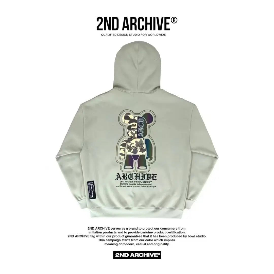 韓國直送🇰🇷 2ND ARCHIVE Camo Bear Scotch Fleece Hoodie - HLY &amp; CHOCCICO