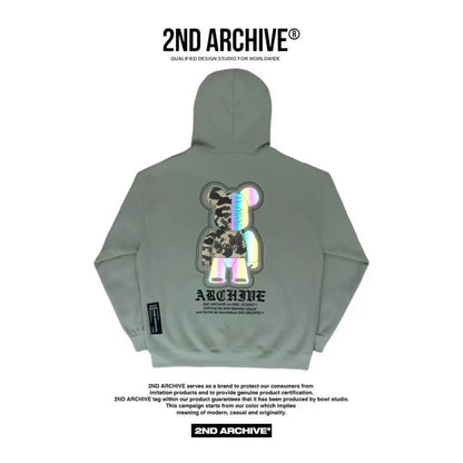 韓國直送🇰🇷 2ND ARCHIVE Camo Bear Scotch Fleece Hoodie - HLY &amp; CHOCCICO