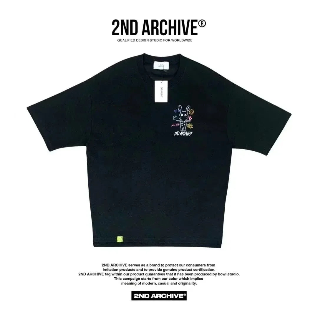 韓國直送🇰🇷 2ND ARCHIVE Doodle Rabbit Scotch T-shirt -4 Color - HLY &amp; CHOCCICO