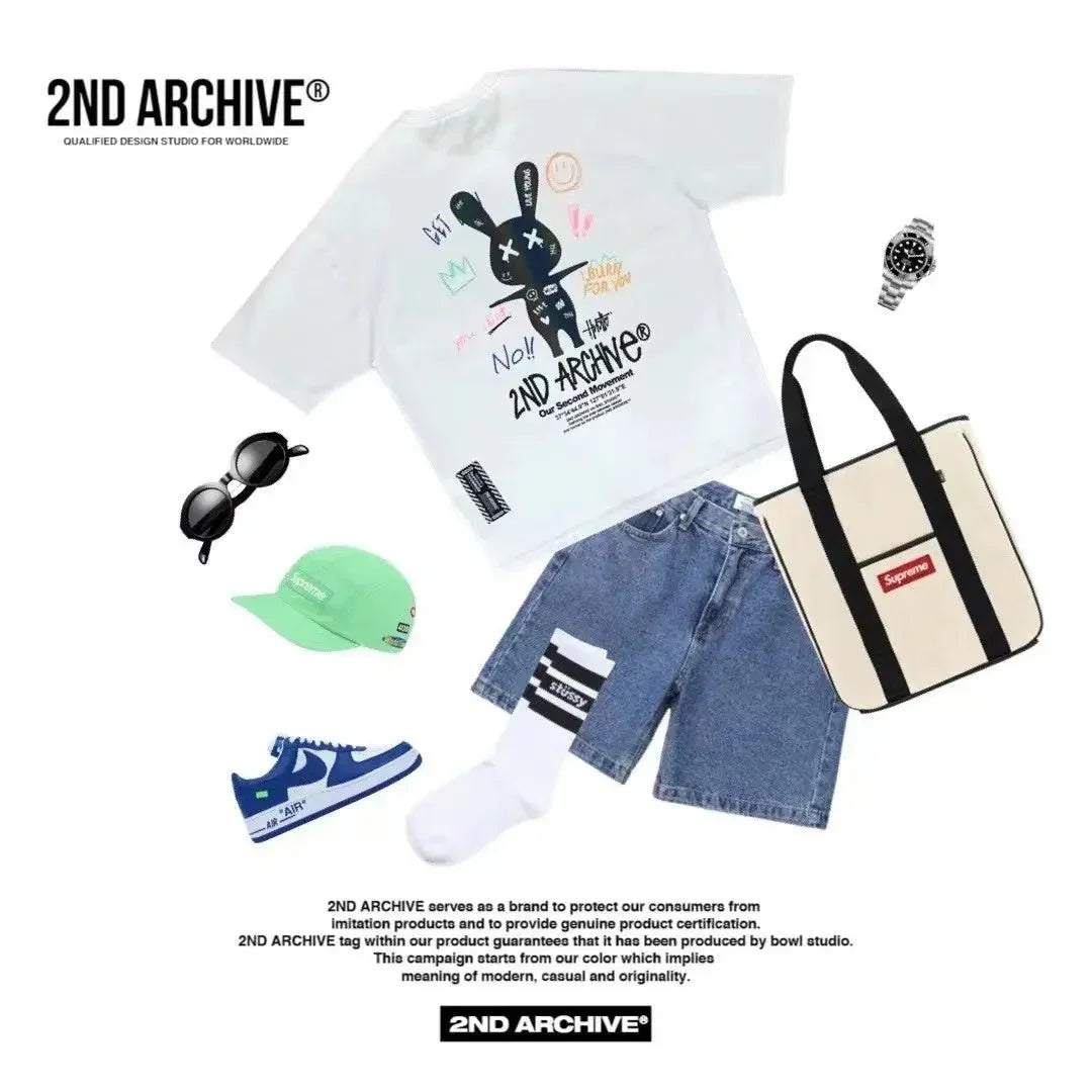 韓國直送🇰🇷 2ND ARCHIVE Doodle Rabbit Scotch T-shirt -4 Color - HLY &amp; CHOCCICO