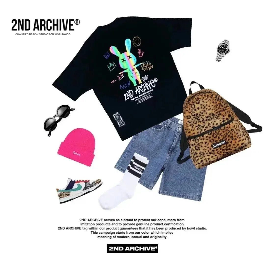 韓國直送🇰🇷 2ND ARCHIVE Doodle Rabbit Scotch T-shirt -4 Color - HLY &amp; CHOCCICO