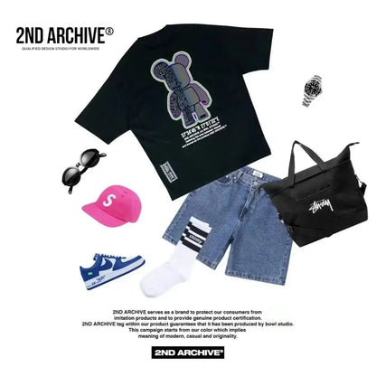 韓國直送🇰🇷 2ND ARCHIVE Half Bear  T-shirt - 4 Color - HLY &amp; CHOCCICO