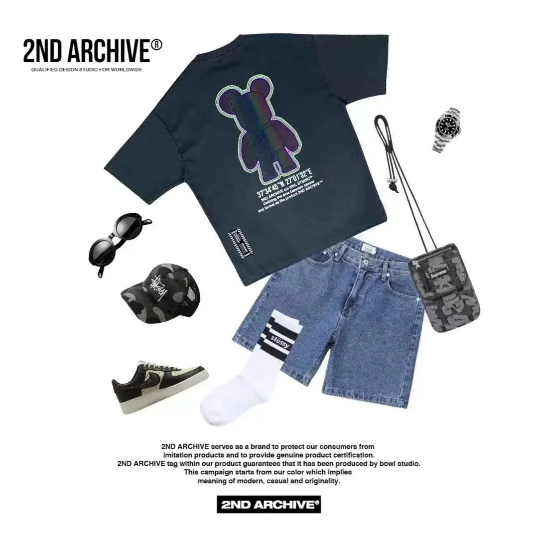 韓國直送🇰🇷 2ND ARCHIVE Half Bear  T-shirt - 4 Color - HLY &amp; CHOCCICO