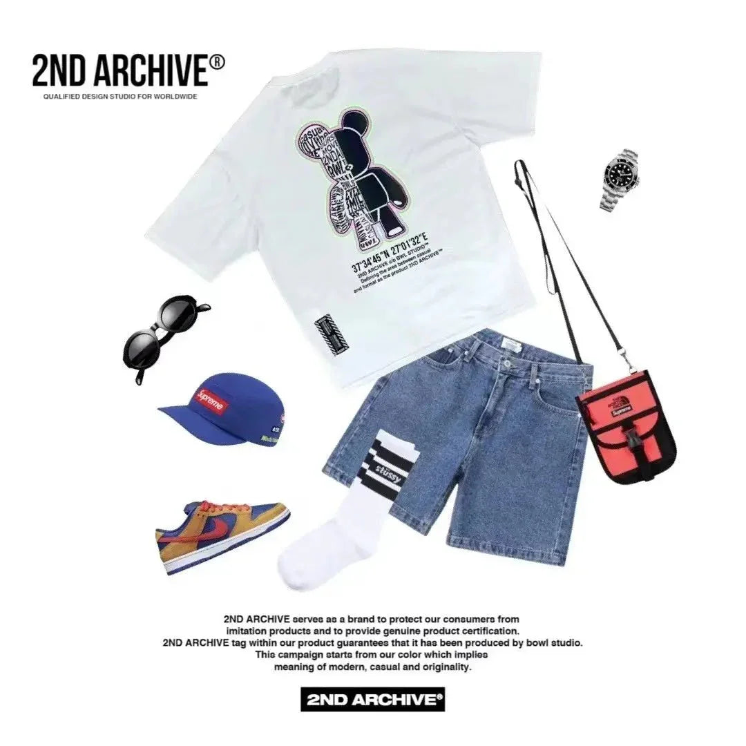 韓國直送🇰🇷 2ND ARCHIVE Half Bear  T-shirt - 4 Color - HLY &amp; CHOCCICO