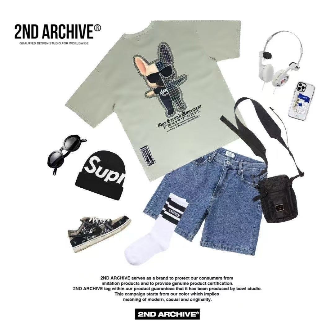 🇰🇷韓國直送🇰🇷 2ND ARCHIVE Half Buldog Scotch Short Tee HLY &amp; CHOCCICO