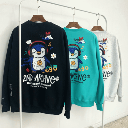 韓國直送🇰🇷 2ND ARCHIVE Headset Penguin MTM Sweatshirt - HLY &amp; CHOCCICO