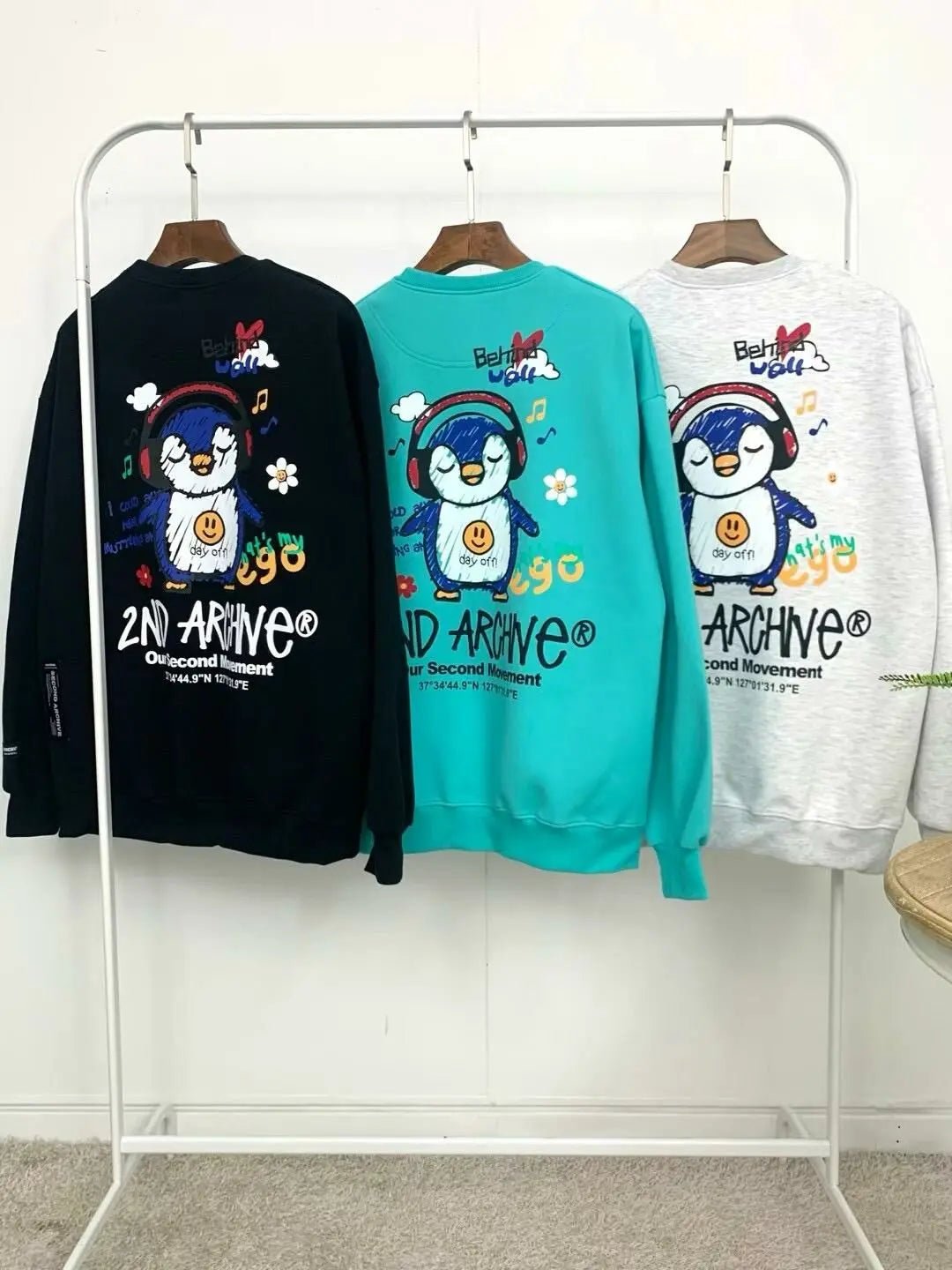 韓國直送🇰🇷 2ND ARCHIVE Headset Penguin MTM Sweatshirt - HLY &amp; CHOCCICO