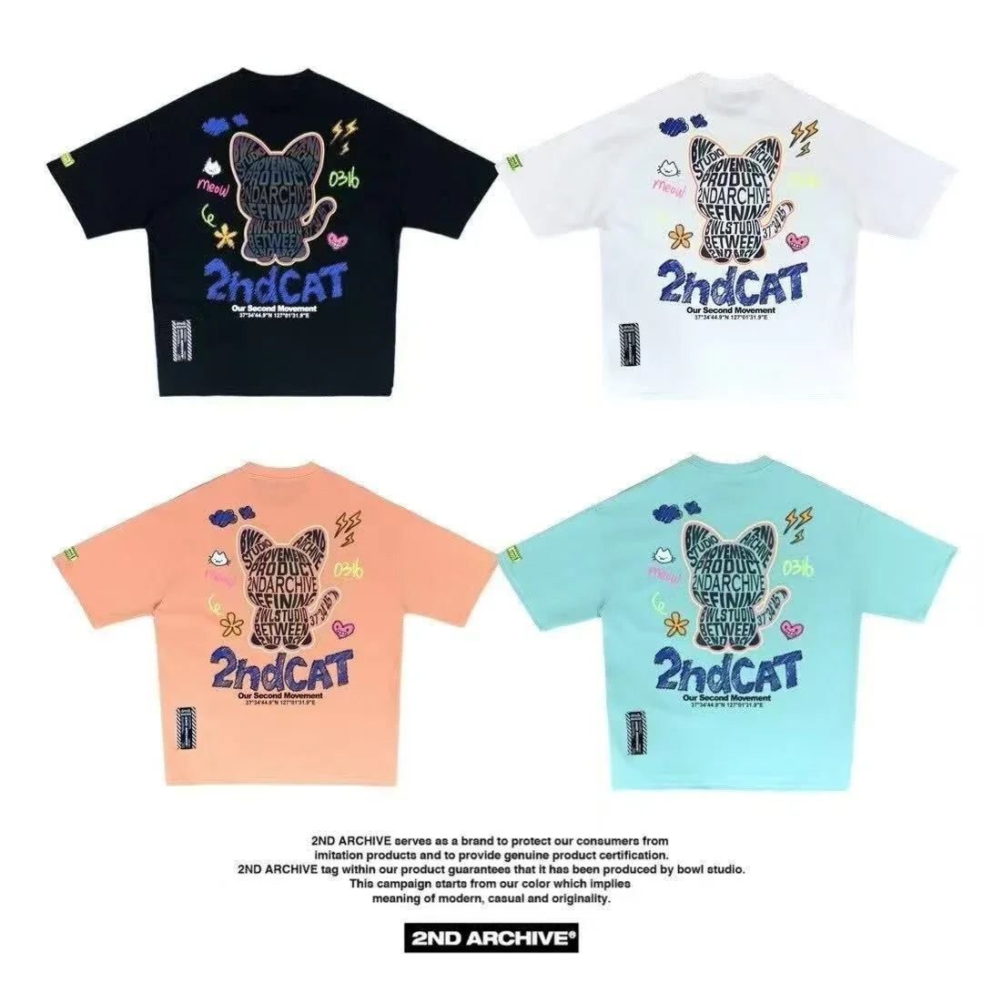 韓國直送 2ND ARCHIVE Lettering Cat Tee - HLY &amp; CHOCCICO