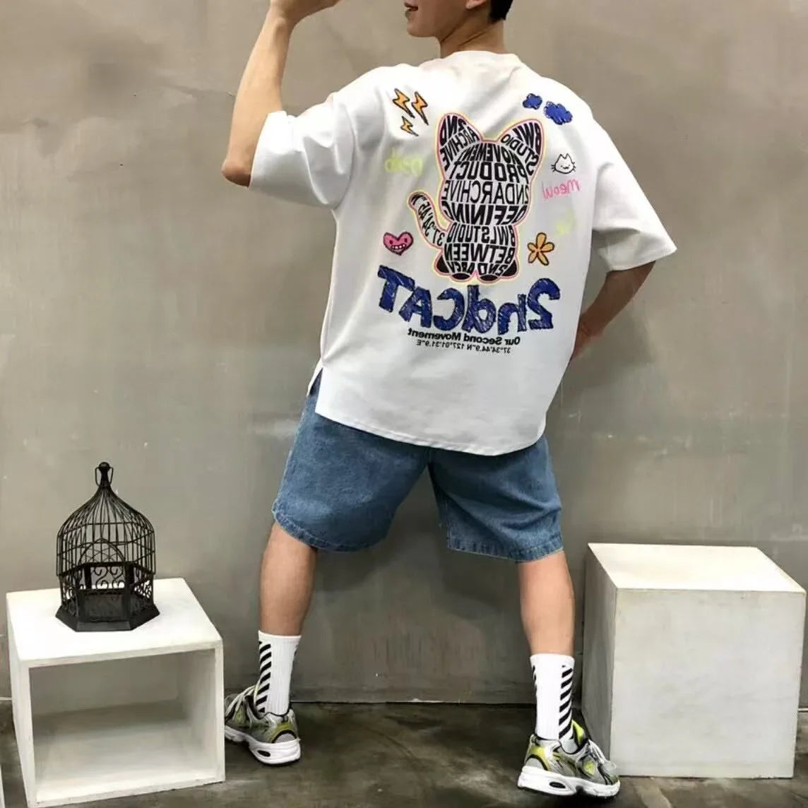 韓國直送 2ND ARCHIVE Lettering Cat Tee - HLY &amp; CHOCCICO