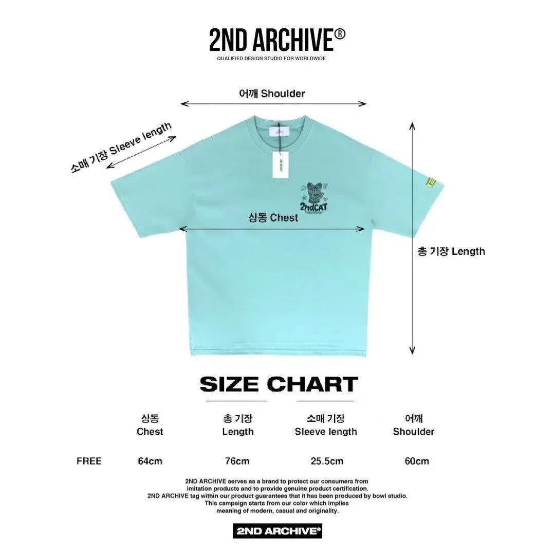 韓國直送 2ND ARCHIVE Lettering Cat Tee - HLY &amp; CHOCCICO
