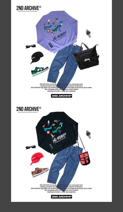 韓國直送🇰🇷 2ND ARCHIVE Odyssey Space Penjuin Sweatshirt  - 4 Color - HLY &amp; CHOCCICO