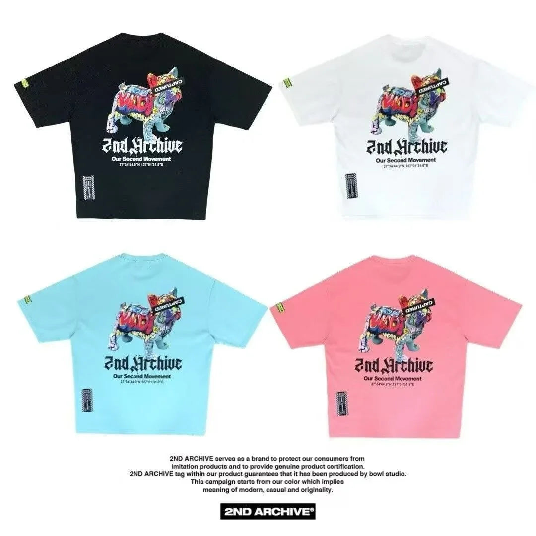 韓國直送🇰🇷 2ND ARCHIVE Tape Bulldog  T-shirt - 4 Color - HLY &amp; CHOCCICO