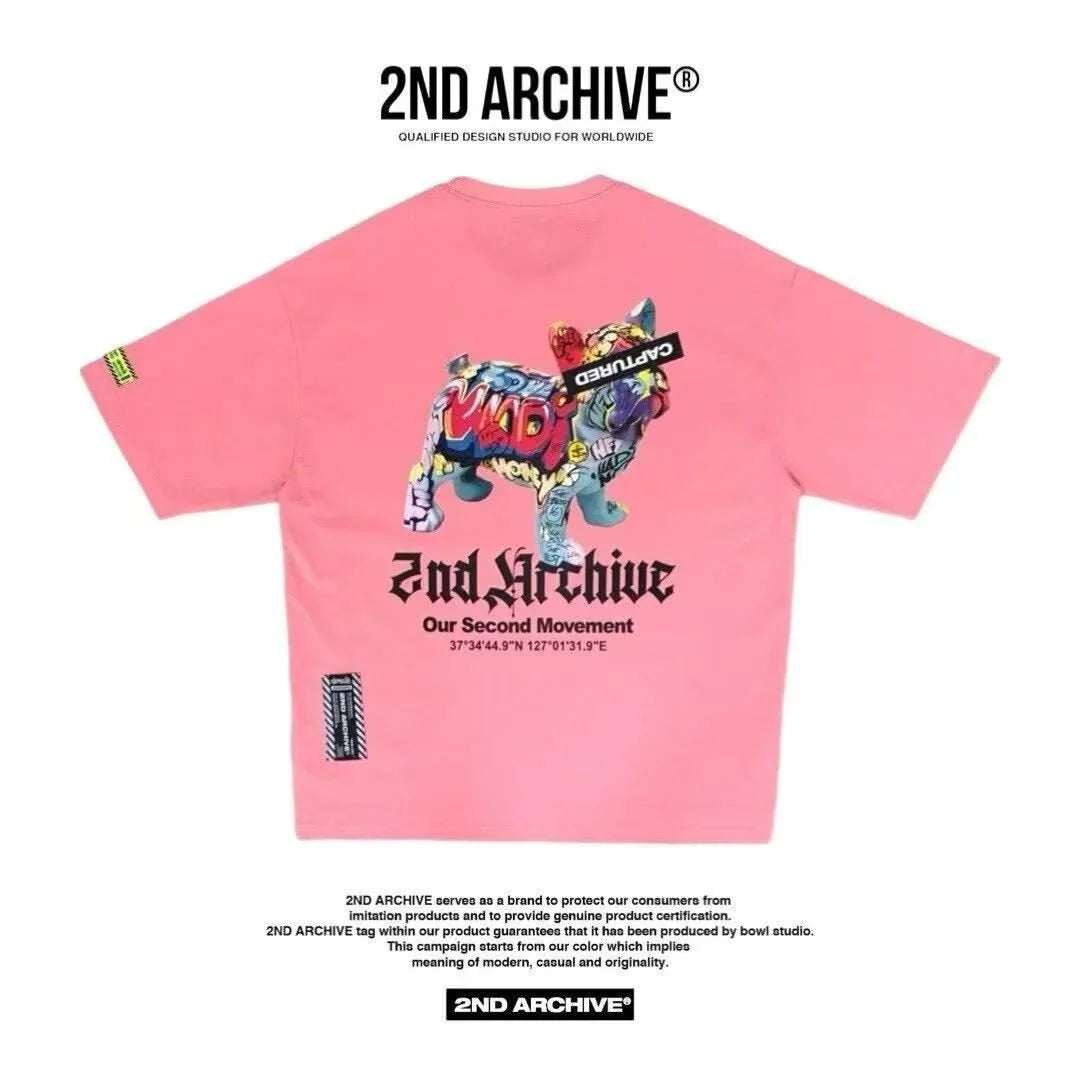 韓國直送🇰🇷 2ND ARCHIVE Tape Bulldog  T-shirt - 4 Color - HLY &amp; CHOCCICO
