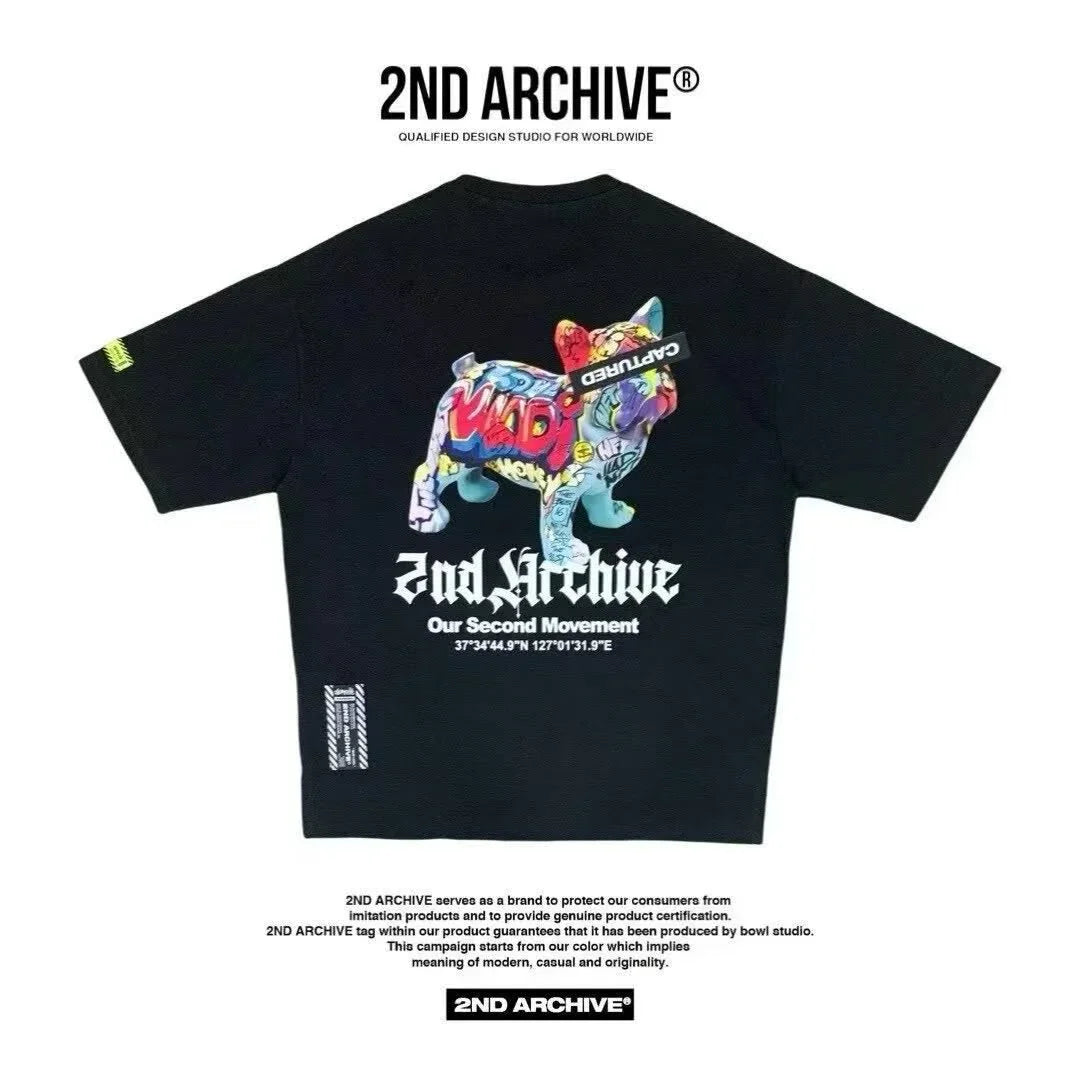 韓國直送🇰🇷 2ND ARCHIVE Tape Bulldog  T-shirt - 4 Color - HLY &amp; CHOCCICO