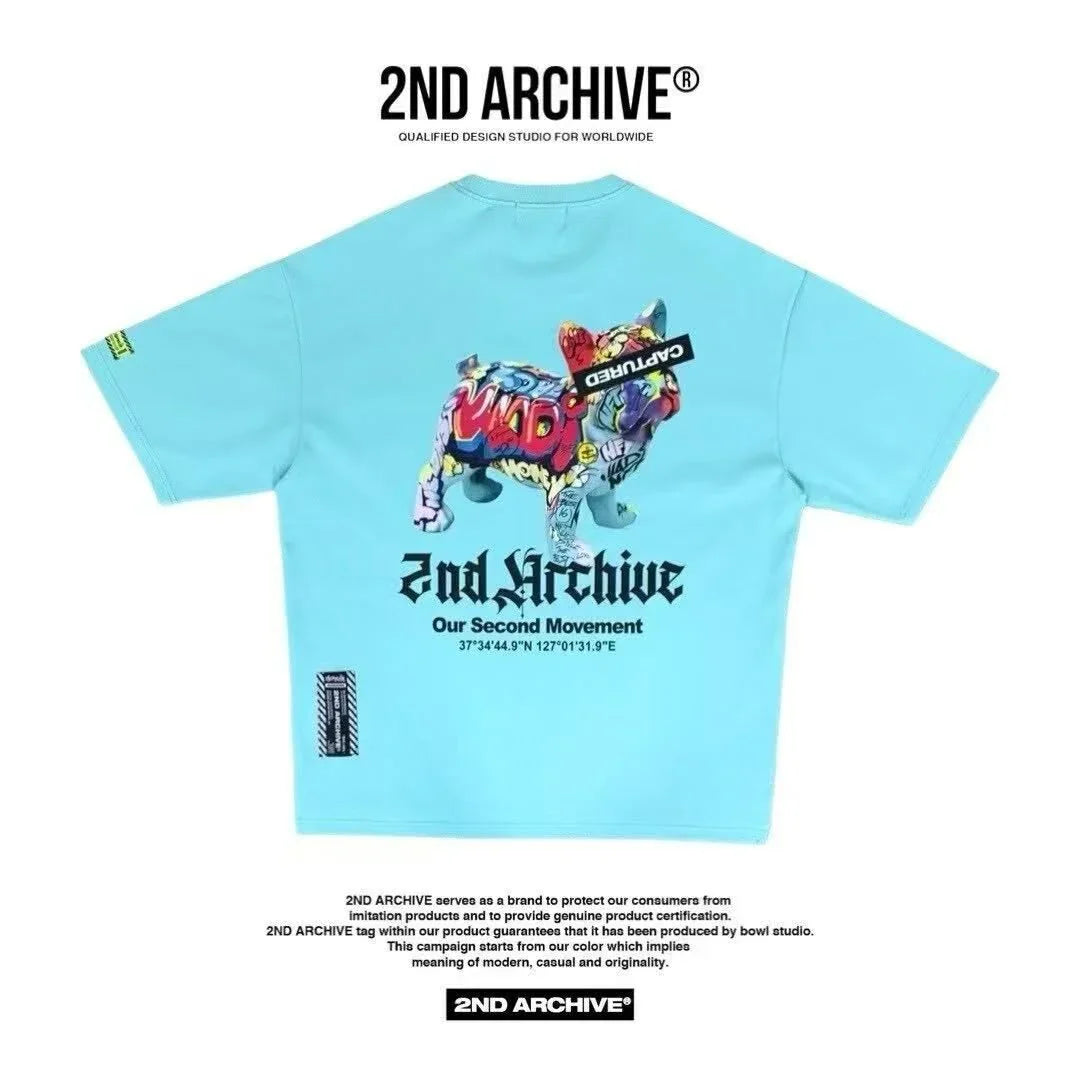 韓國直送🇰🇷 2ND ARCHIVE Tape Bulldog  T-shirt - 4 Color - HLY &amp; CHOCCICO