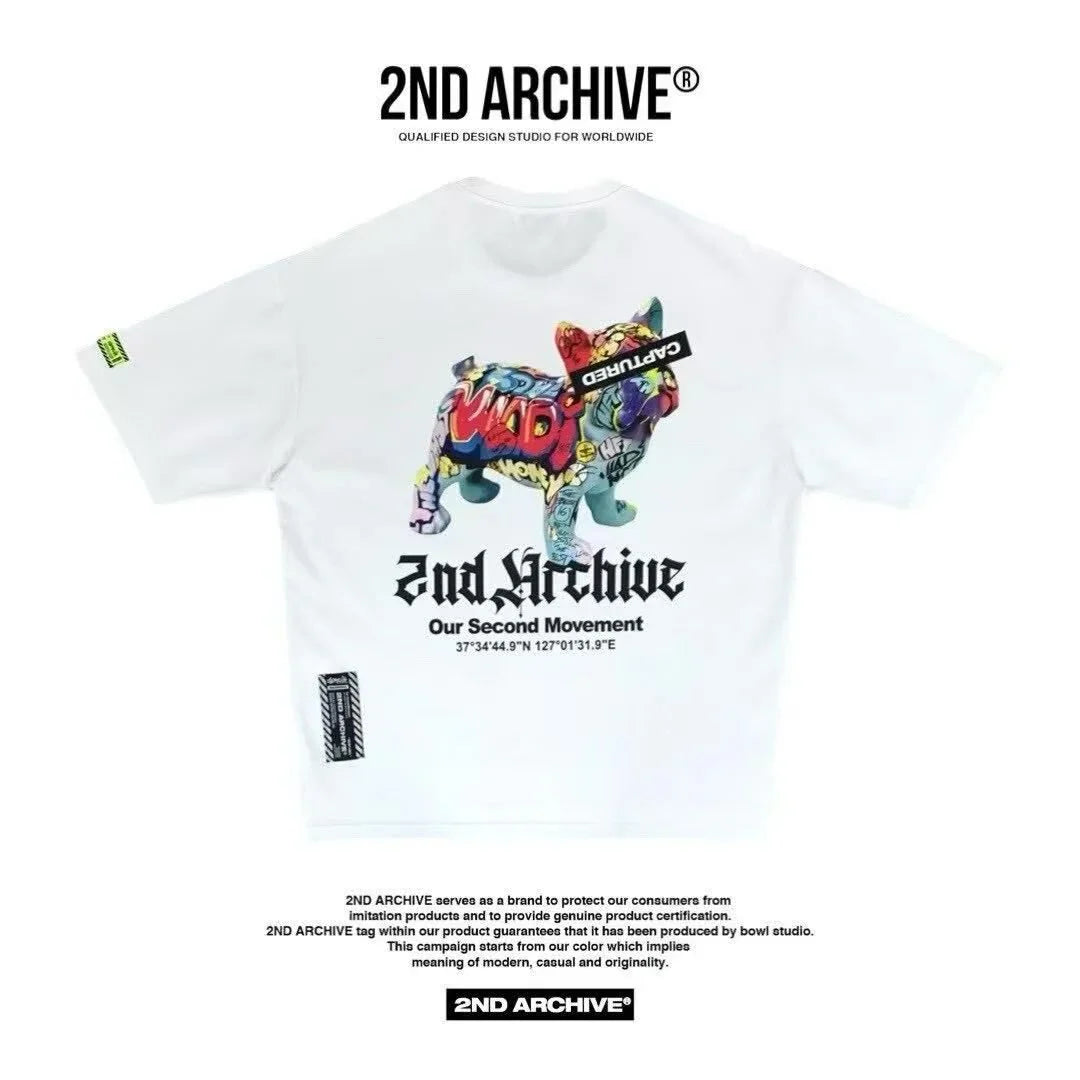 韓國直送🇰🇷 2ND ARCHIVE Tape Bulldog  T-shirt - 4 Color - HLY &amp; CHOCCICO