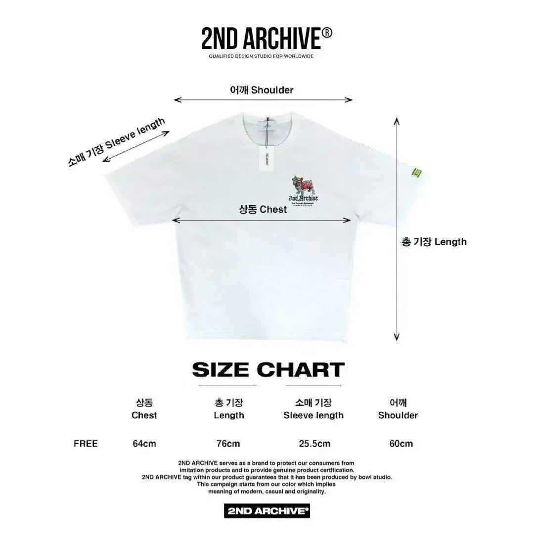 韓國直送🇰🇷 2ND ARCHIVE Tape Bulldog  T-shirt - 4 Color - HLY &amp; CHOCCICO