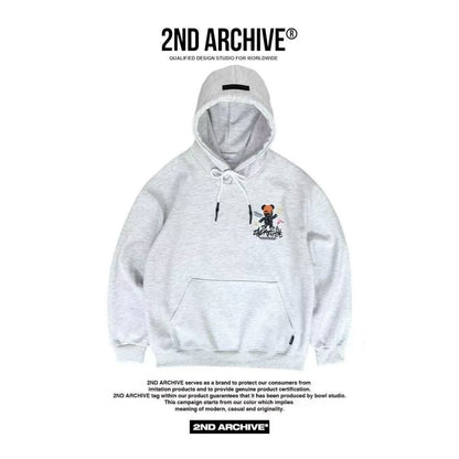 韓國直送🇰🇷 2ND ARCHIVE Tattoo Beanie Bear Hoodies - HLY &amp; CHOCCICO