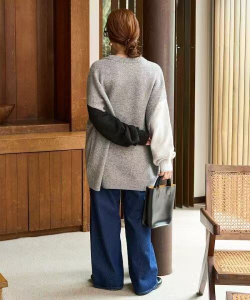 日本直送[限量版]Sleeve Crazy Over Knit Pullover - HLY &amp; CHOCCICO