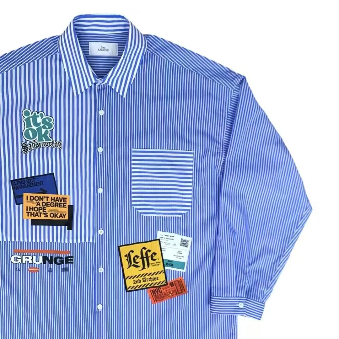 韓國直送 2ND ARCHIVE Label Patch Print Shirt - HLY &amp; CHOCCICO