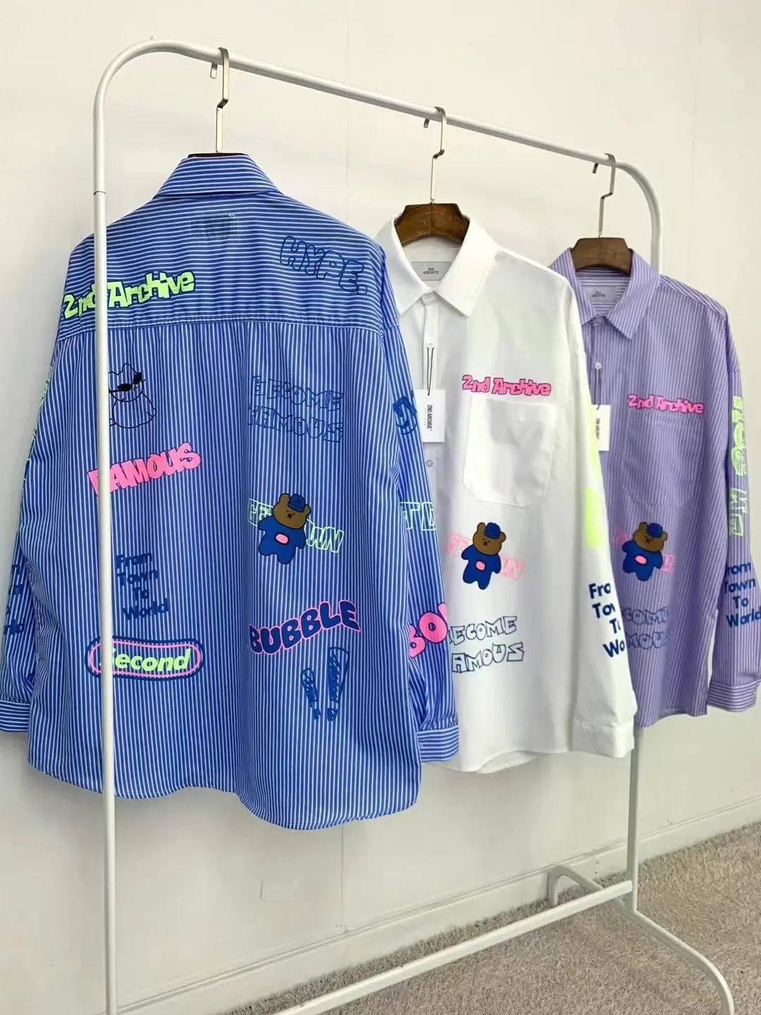 【一口價$379/件】🇰🇷韓國直送🇰🇷 2ND ARCHIVE Blue Bear Print Shirt-4 Color - HLY & CHOCCICO