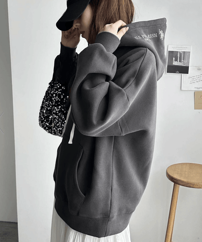 日本直送【U.S. POLO ASSN.】 Hood Embroidery Lining Brushed Hoodie - HLY &amp; CHOCCICO