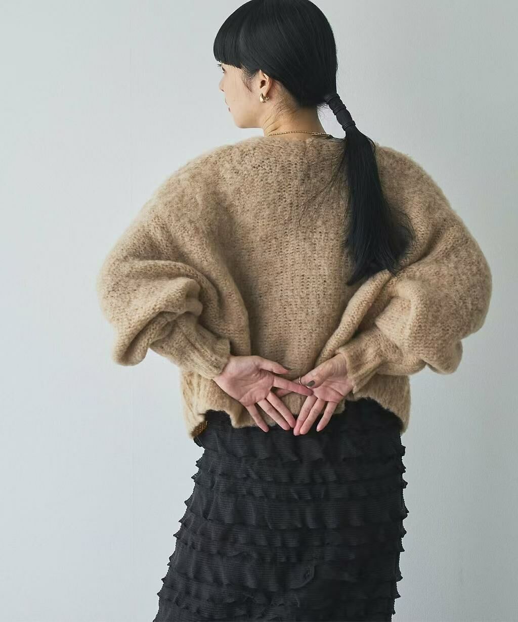 日本直送Coen Melange brushed short knit cardigan - HLY &amp; CHOCCICO