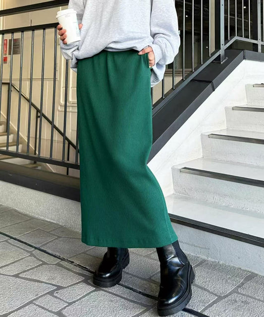 日本直送 Ribbed Tight Long Skirt - HLY & CHOCCICO