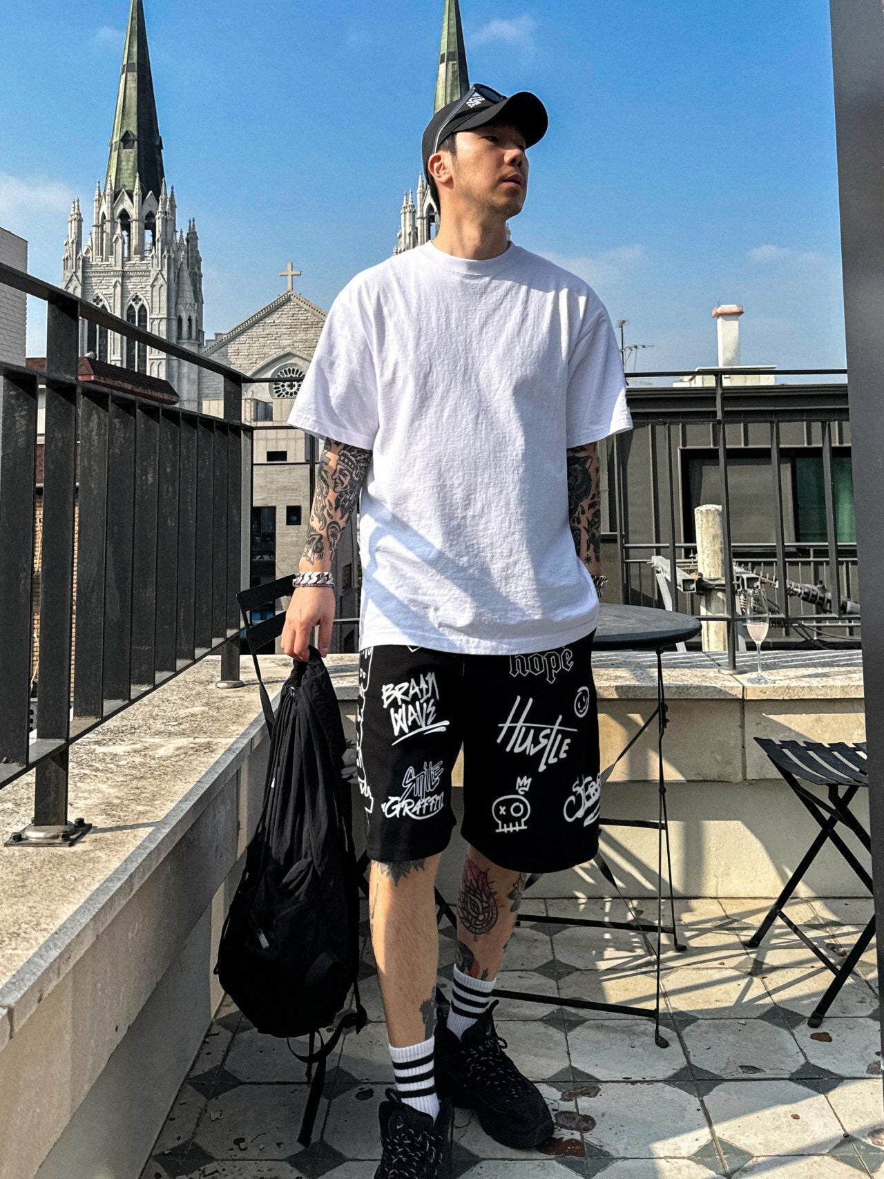 韓國直送 PLUS 82 HIYA Firework Graffiti Shorts - HLY &amp; CHOCCICO