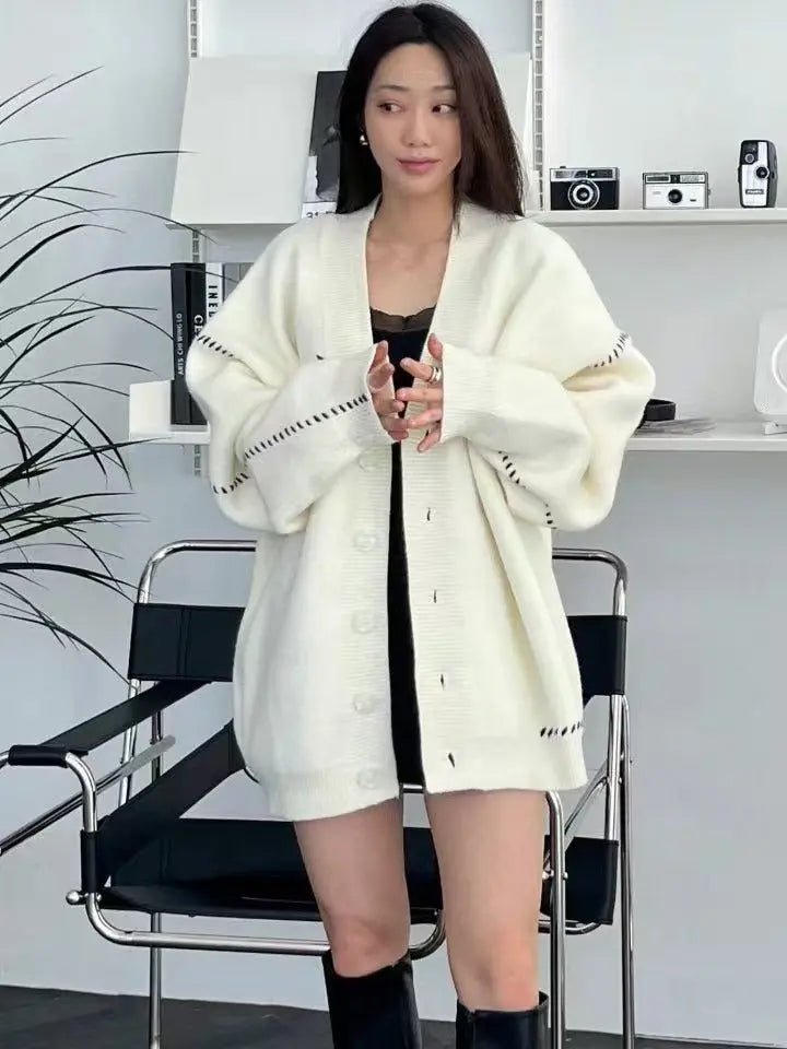 韓國直送 PLUS 82 HIYA  Handmade Stitch Cardigan - HLY &amp; CHOCCICO