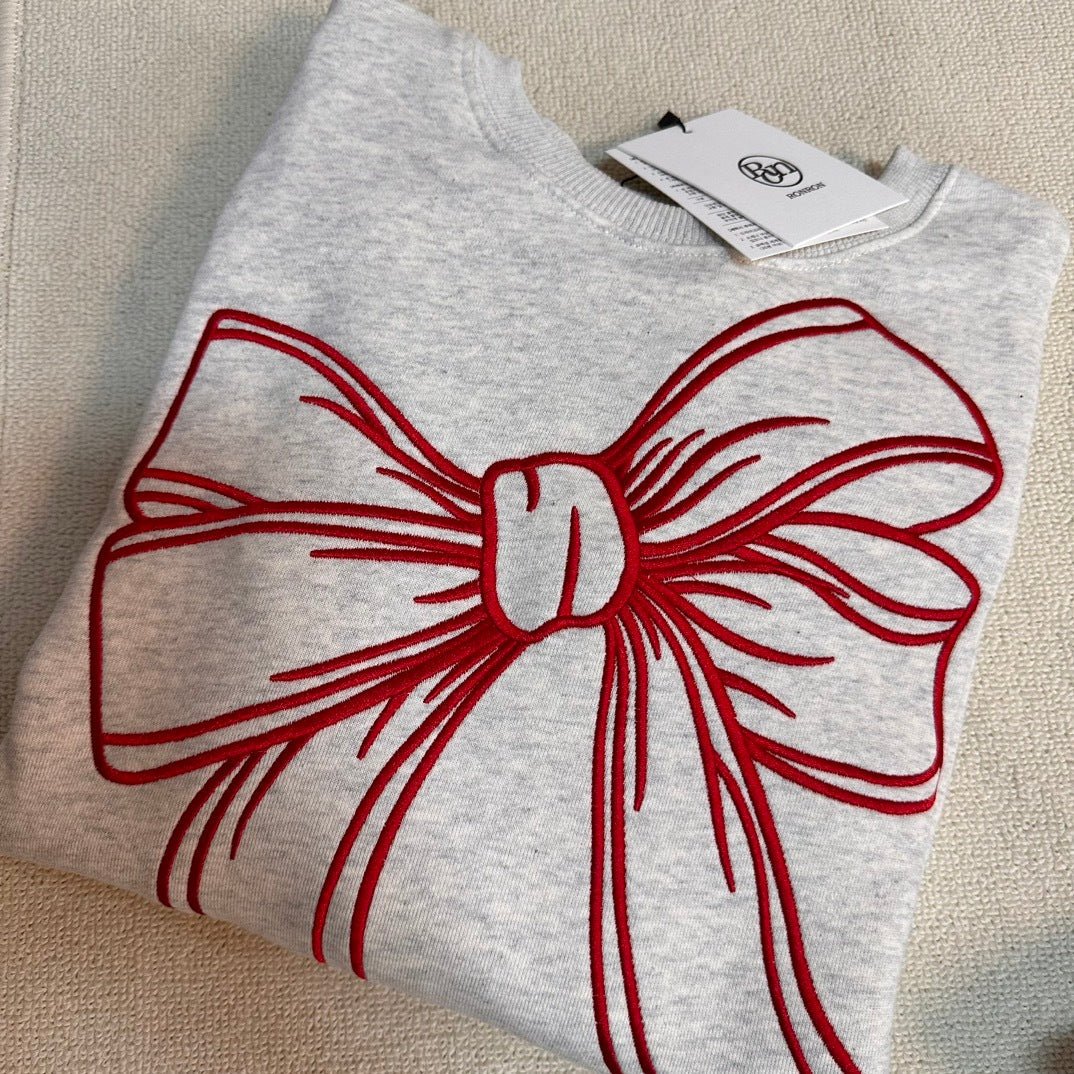 韓國潮牌RonRon Embroidered line bow sweatshirt - 5 Color - HLY &amp; CHOCCICO