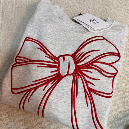 韓國潮牌RonRon Embroidered line bow sweatshirt - 5 Color - HLY &amp; CHOCCICO