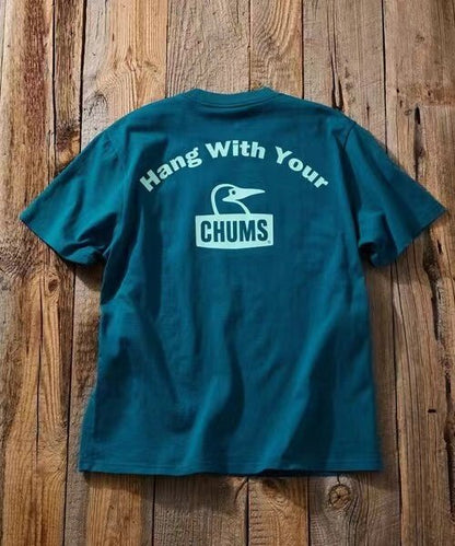 CHUMS  arch logo back print crew neck  Tee -4 Color - HLY &amp; CHOCCICO