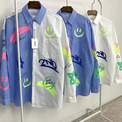 韓國直送🇰🇷 2ND ARCHIVE Half Painting Print Shirt - HLY &amp; CHOCCICO