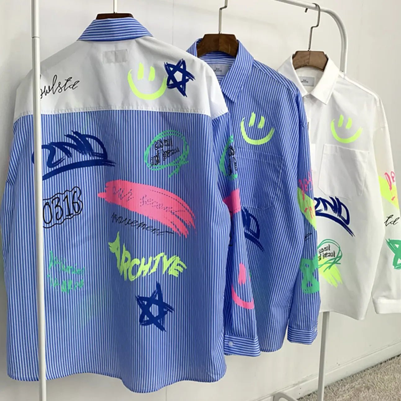 韓國直送🇰🇷 2ND ARCHIVE Half Painting Print Shirt - HLY &amp; CHOCCICO