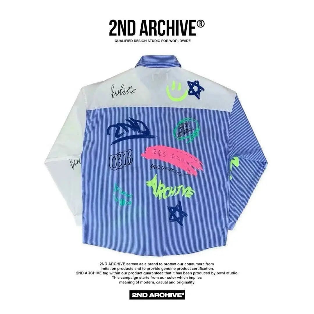 韓國直送🇰🇷 2ND ARCHIVE Half Painting Print Shirt - HLY &amp; CHOCCICO