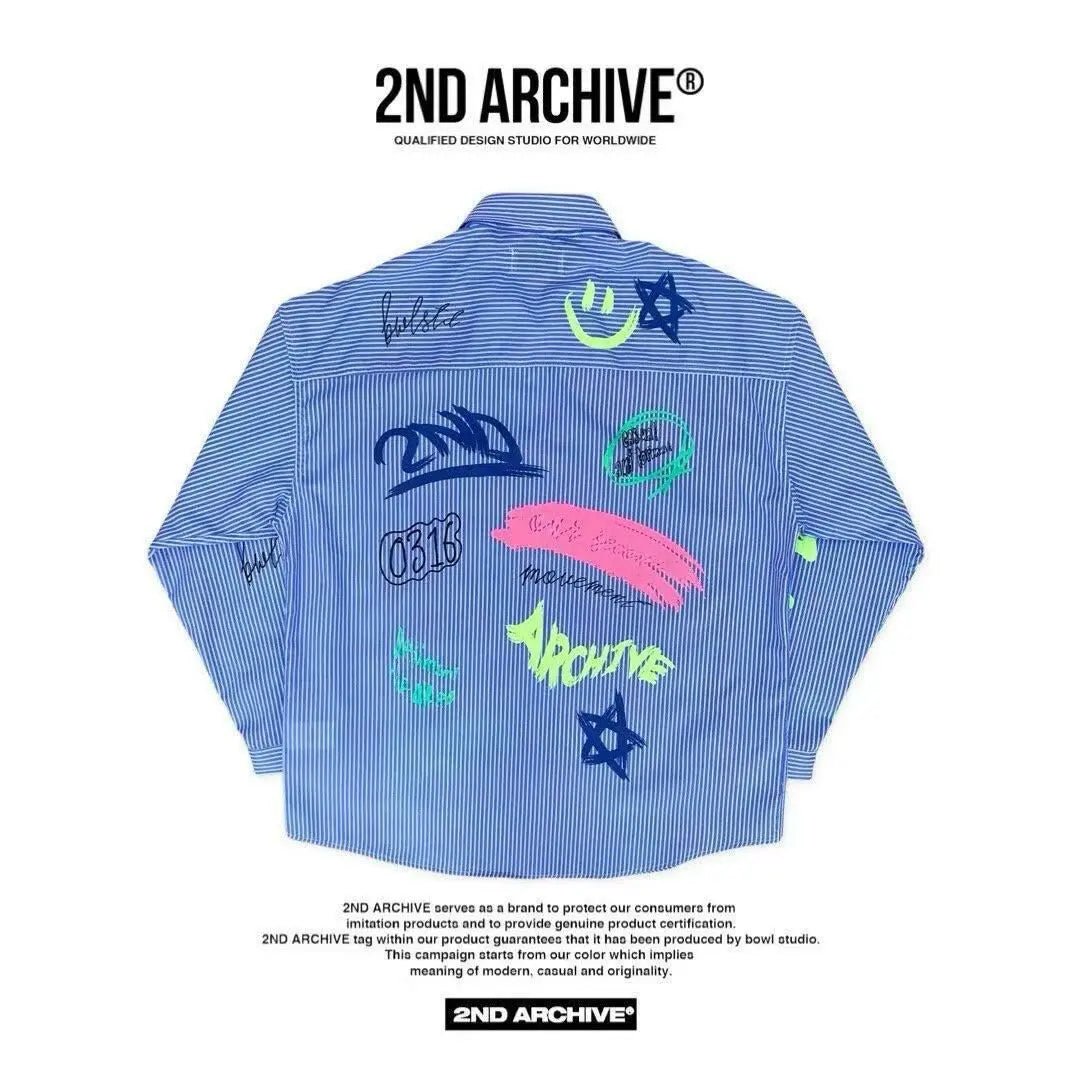 韓國直送🇰🇷 2ND ARCHIVE Half Painting Print Shirt - HLY &amp; CHOCCICO