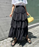 日本直送I - line gathered tiered long skirt - HLY & CHOCCICO