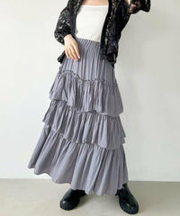 日本直送I - line gathered tiered long skirt - HLY & CHOCCICO