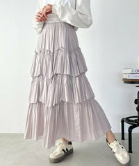 日本直送I - line gathered tiered long skirt - HLY & CHOCCICO