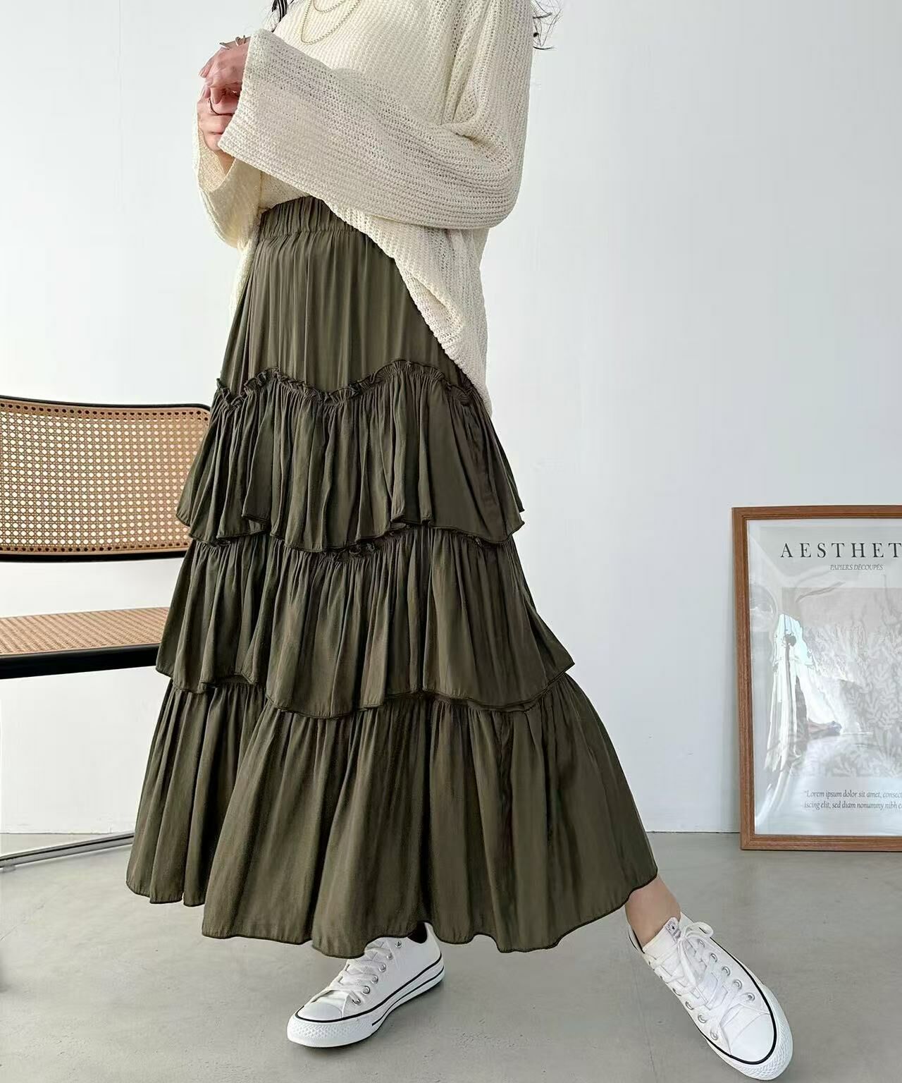 日本直送I - line gathered tiered long skirt - HLY & CHOCCICO