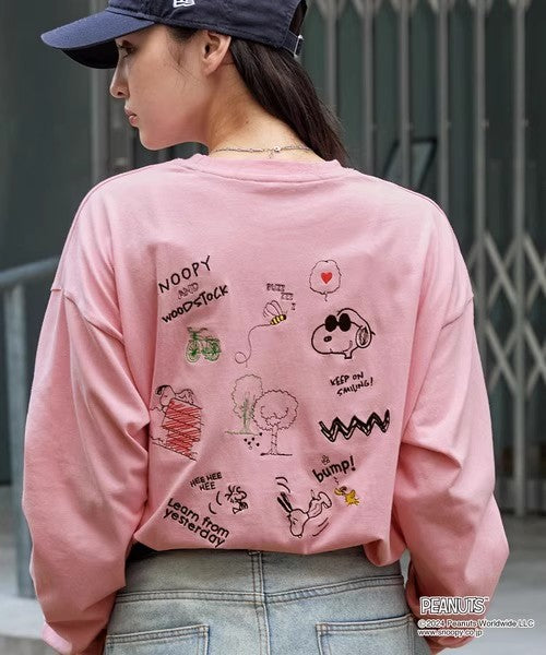 PEANUTS / SNOOPY Vintage Print Oversized Long T-Shirt