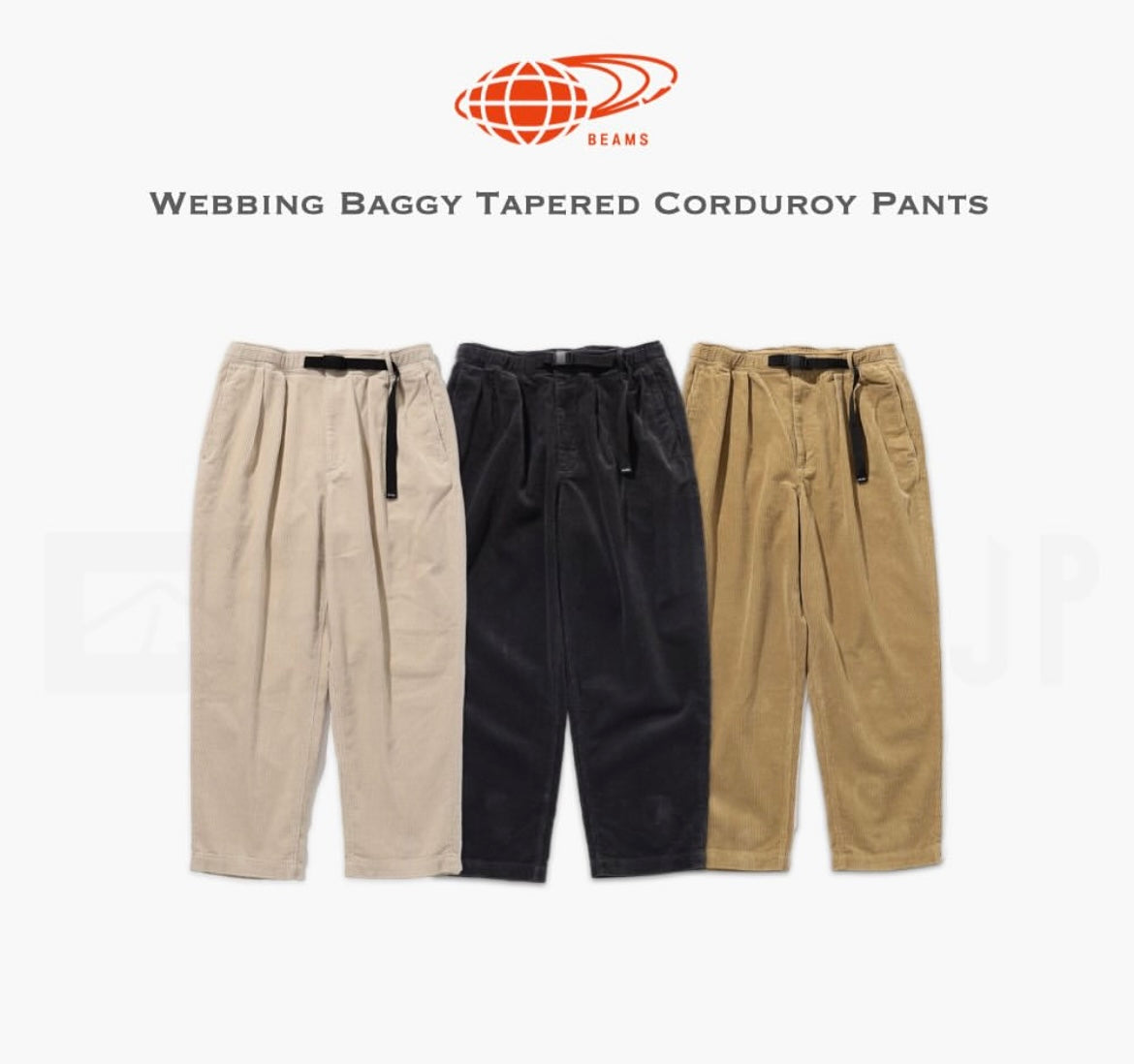 BMS Webbing baggy tapered CORDUROY PANTS - HLY &amp; CHOCCICO