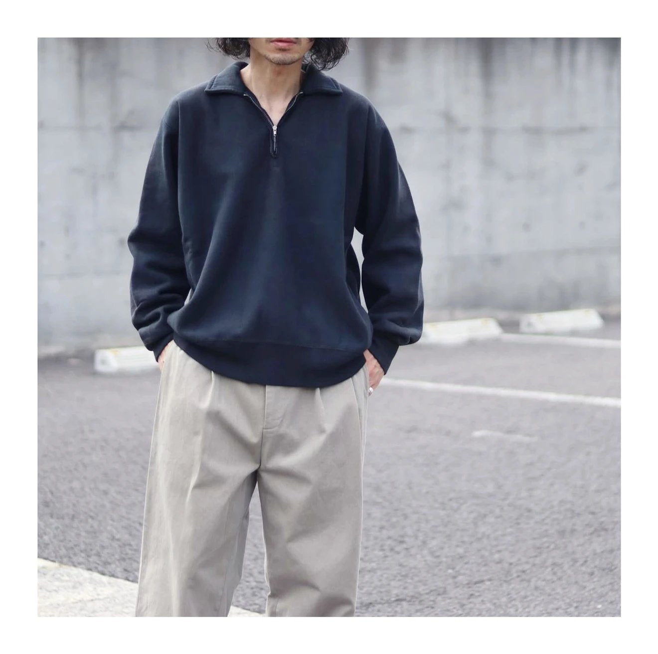 A.PRESSE Vintage Half Zip Sweat Shirt - HLY &amp; CHOCCICO