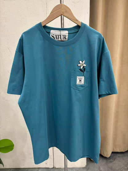 Korea Satur Flower Pocket Tee